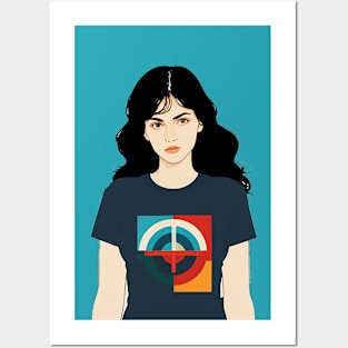 Grumpy Woman Wearing a Modern Tshirt Posters and Art